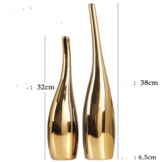 Nordic Gold Plating Ceramic Vases Model Room Home Decor My Store